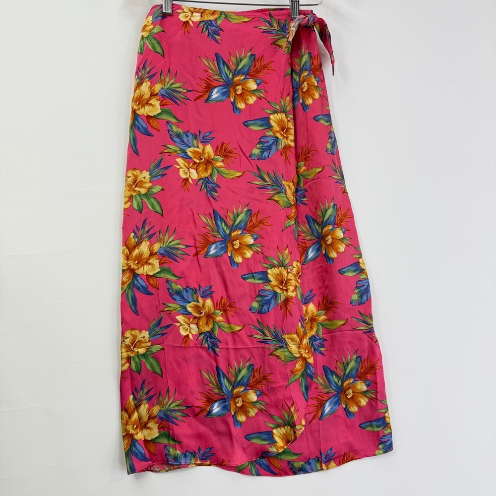 Vintage Victoria's Secret Wrap Skirt Womens S Pink Floral 100% Silk Gold Label